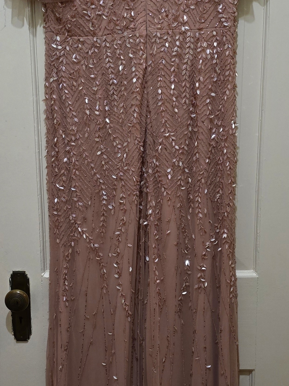 Mac Duggal Blush Pink Beaded Maxi Skirt